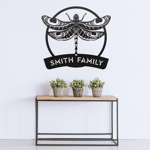 Dragonfly Monogram Cut Metal Sign Metal House Sign Decorations