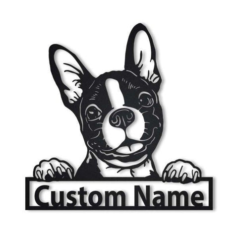 Boston Terrier Personalized Metal Wall Decor, Cut Metal Sign, Metal Wall Art, Metal House Sign, Metal Laser Cut Metal Signs Custom Gift Ideas