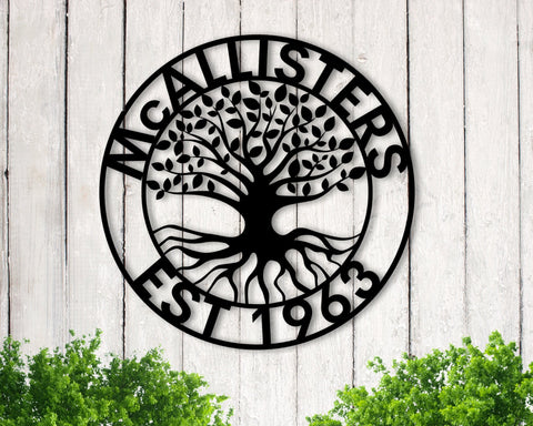 Tree Sign, Personalized Metal Wall Decor, Welcome Sign For Front Porch For Home, Last Name Metal Sign, Family Name Sign, Tree Of Life Sign, Laser Cut Metal Signs Custom Gift Ideas
