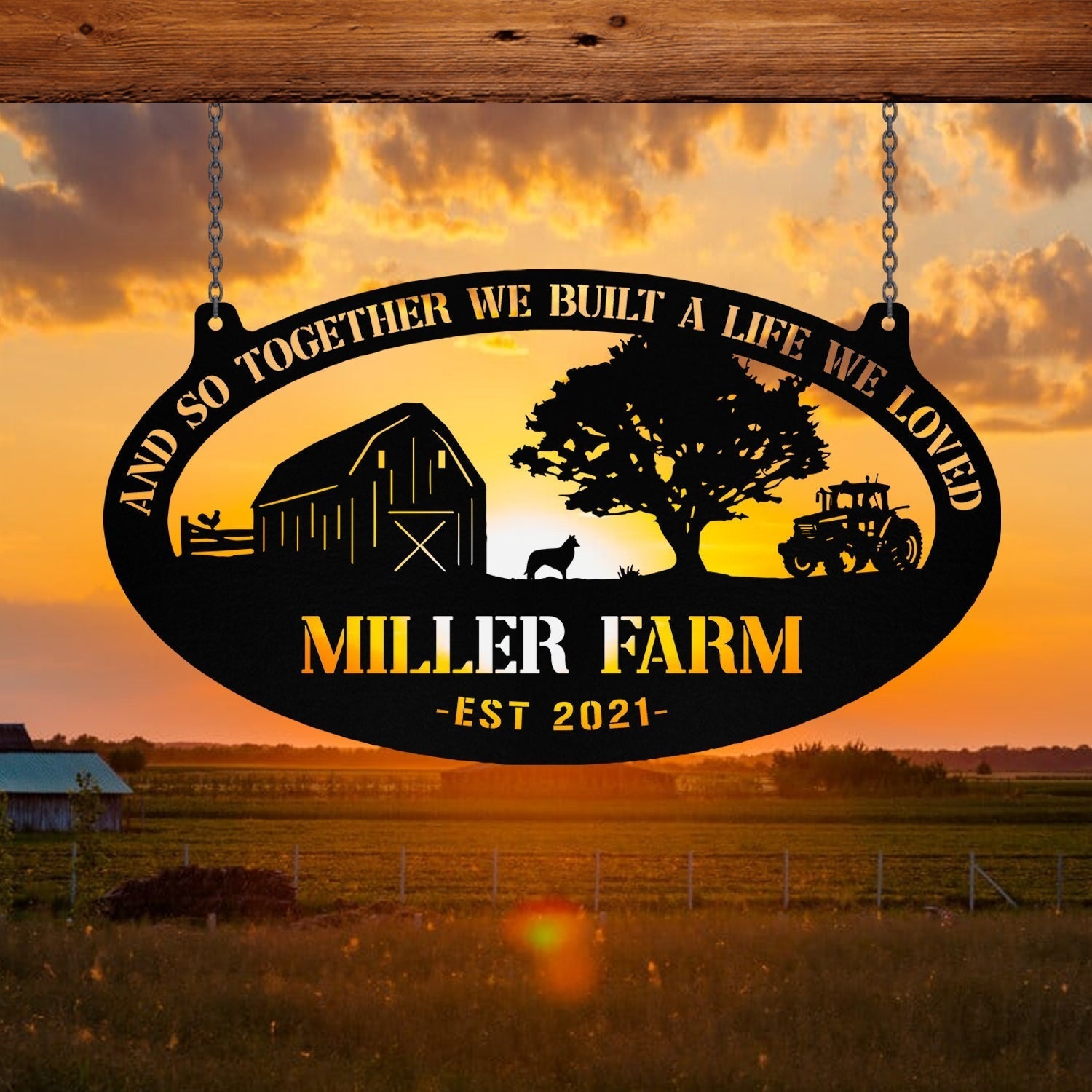 Personalized Metal Farm Sign Barn Dog Rooster Monogram Custom Outdoor Farmhouse Entry Road Front Gate Wall Decor Gift Decorations
