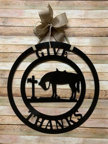 Horse At Cross Personalized Horse Metal Sign, Horseshoe Art, Western Decor, Initial Metal Sign, Housewarming Gift, Farmhouse Decor Afculture Metal Wall Art, Metal Laser Cut Metal Signs Custom Gift Ideas