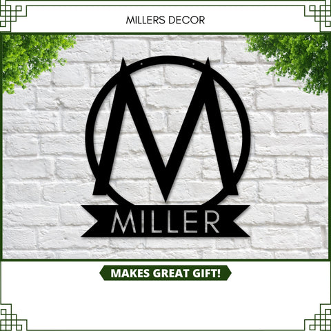 Circle Metal Monogram Sign, Personalized Family Name Metal Sign, Personalized Metal Wall Decor, Housewarming Gift, Metal Monogram Sign, Sign, Laser Cut Metal Signs Custom Gift Ideas