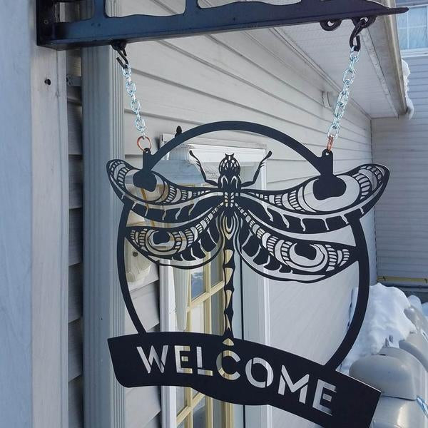 Dragonfly Monogram Cut Metal Sign Metal House Sign Decorations