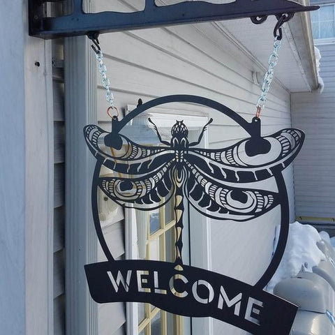 Dragonfly Monogram Cut Metal Sign Metal House Sign Decorations