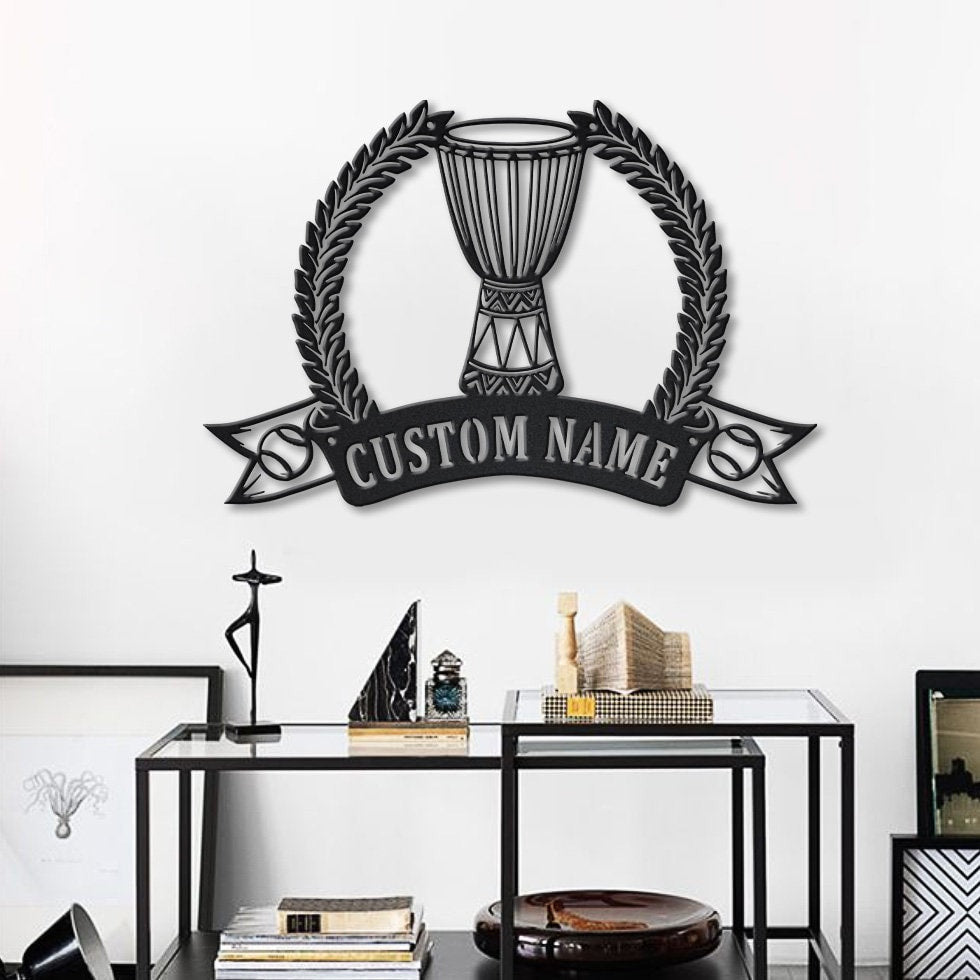 Personalized African Drum Djembe Metal Sign Art, Custom Djembe Monogram Metal Sign, Djembe Gift, Musical Instrument, Decor Decoration, Laser Cut Metal Signs Custom Gift Ideas