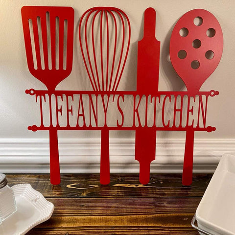 Custom Kitchen Utensils Name Sign Cut Metal Sign Metal House Sign Decorations