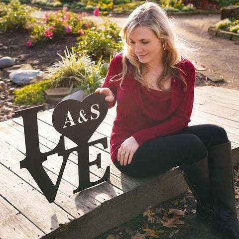 Love Monogram Cut Metal Sign Metal House Sign Decorations