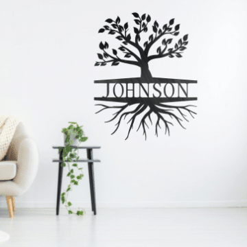 Tree Roots Monogram Customized Metal Signs, Custom Metal Sign, Custom Signs, Metal Sign, Metal Laser Cut Metal Signs Custom Gift Ideas