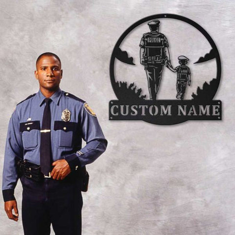 Police Father And Son Personalized Monogram Metal Wall Decor, Cut Metal Sign, Metal Wall Art, Metal House Sign, Metal Laser Cut Metal Signs Custom Gift Ideas