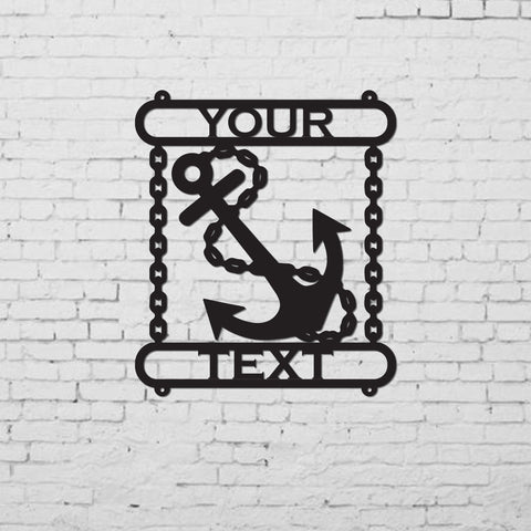 Personalized Anchor And Chain Metal Sign Metal Name Sign Monogram Sign Metal Anchor Wall Decor Ocean Aquatic Wall Decor Decorations