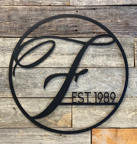Custom Name Metal Art Family Monogram Sign Metal Monogram Initial Custom Name Metal Sign Decorations