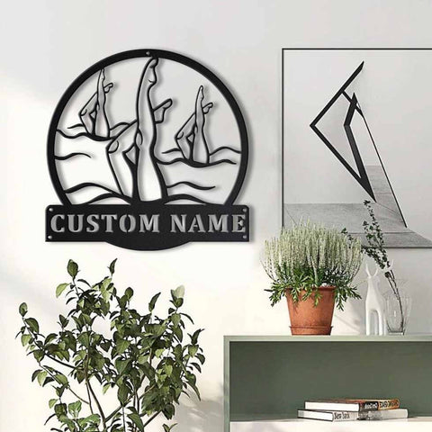 Personalized Artistic Swimming Monogram Metal Sign Art ,custom Artistic Swimming Metal Sign, Swimming Lover Sign Decoration For Living Room, Laser Cut Metal Signs Custom Gift Ideas