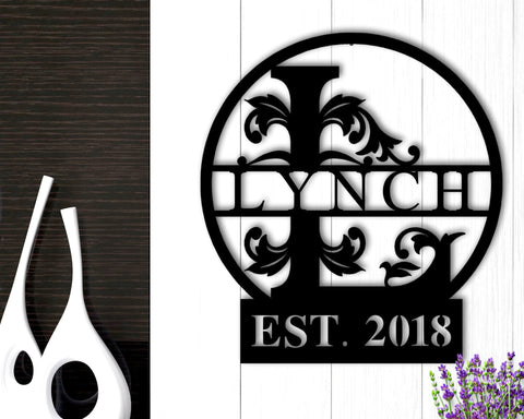 Last Name Metal Sign Personalized Split Monogram Sign Front Porch Sign Housewarming Gift Wedding Gift Personalized Sign Decorations