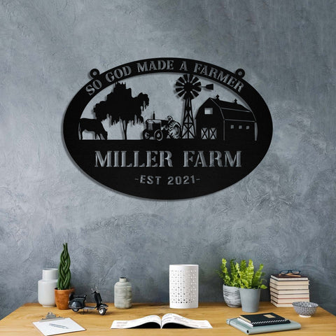 Metal Farm Sign Barn Tractor Monogram, Custom Farmhouse, Wall Decor Gift, Metal Laser Cut Metal Signs Custom Gift Ideas