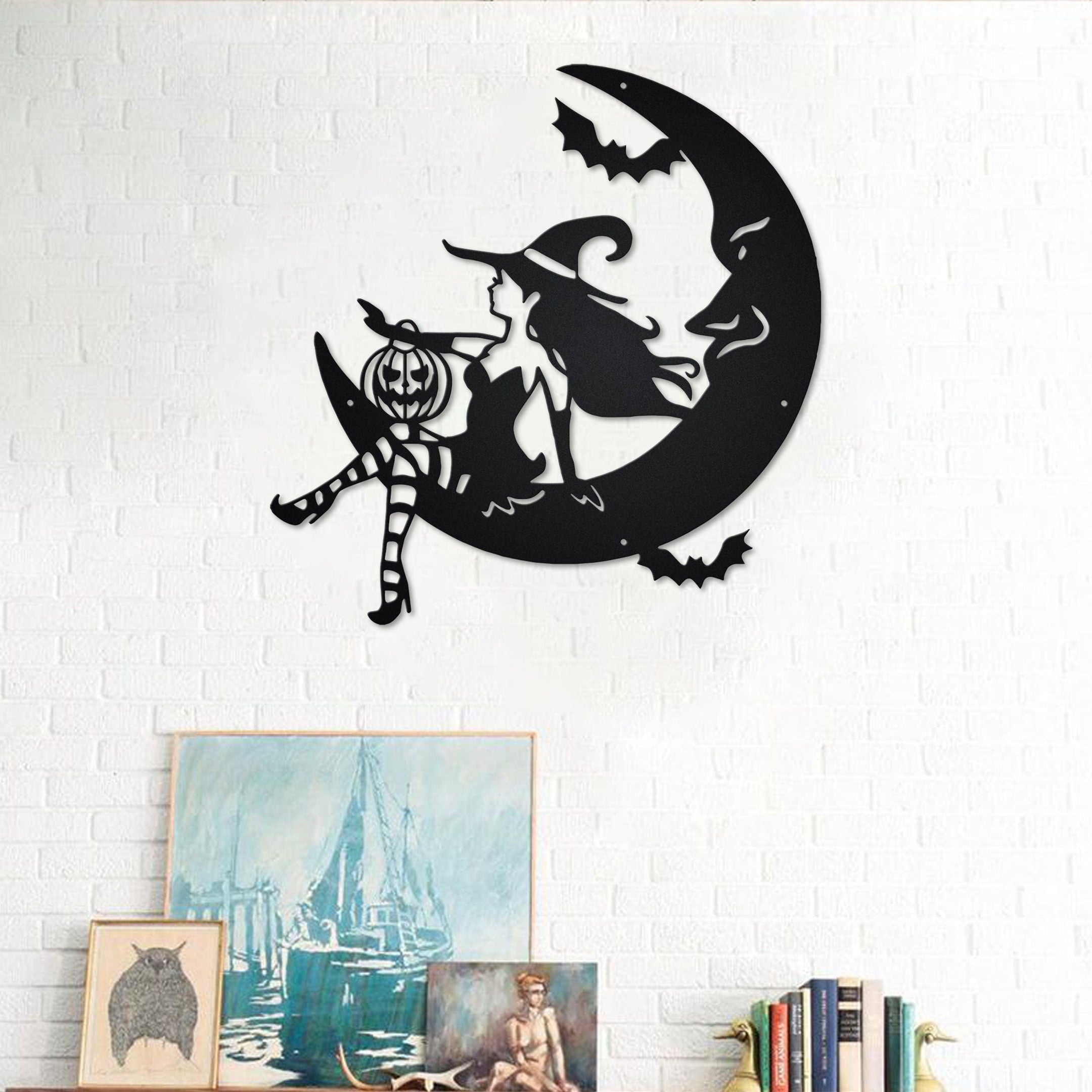 Halloween Witch Moon Metal Sign, Witch Moon Metal Wall Art, Witch Moon Tree Metal Wall Decor, Halloween Metal Decor, Halloween Decor, Metal Laser Cut Metal Signs Custom Gift Ideas