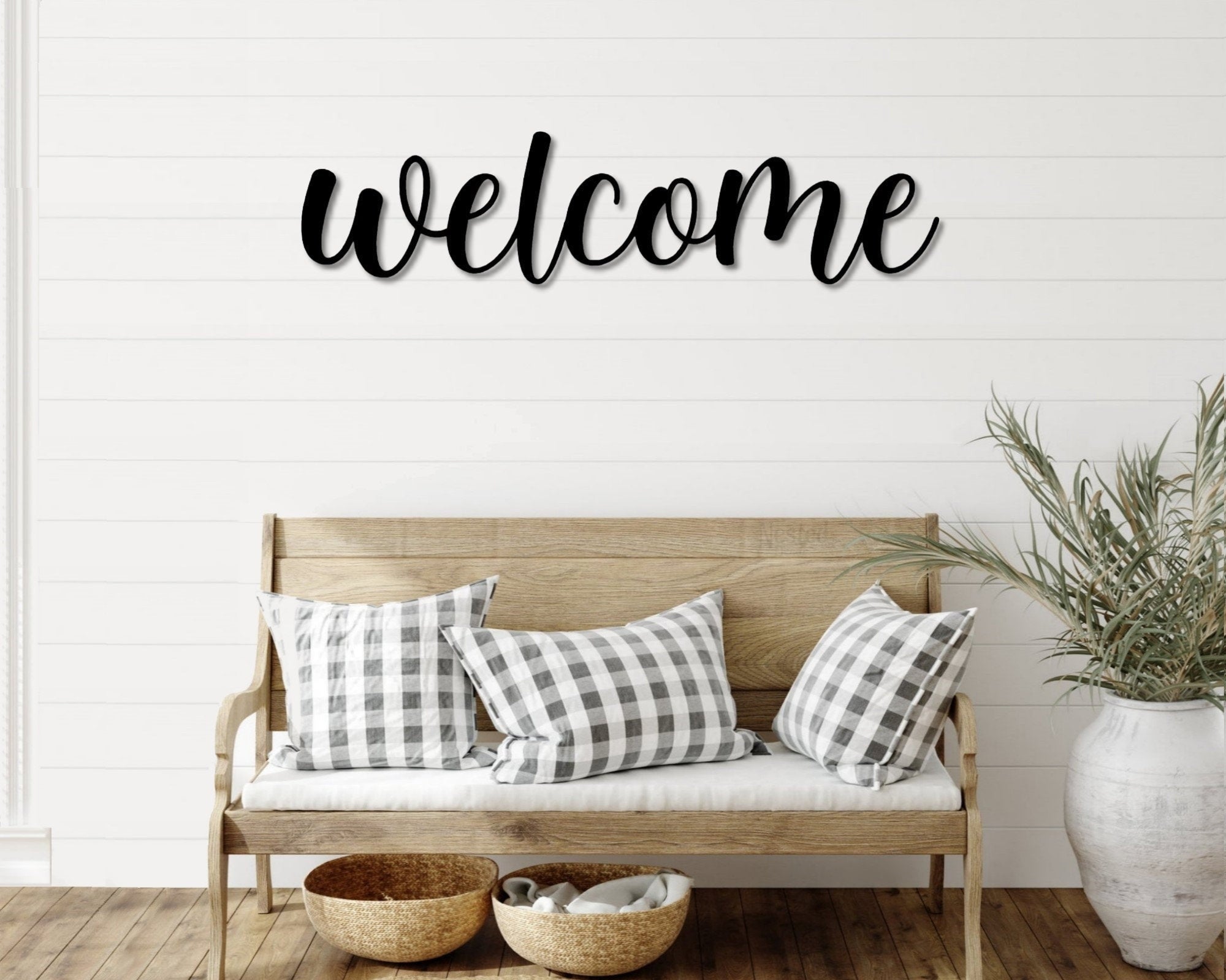 Welcome Metal Word Art Cursive Script Word Sign Rustic Metal Welcome Sign Farmhouse Decor Housewarming Word Art Decorations