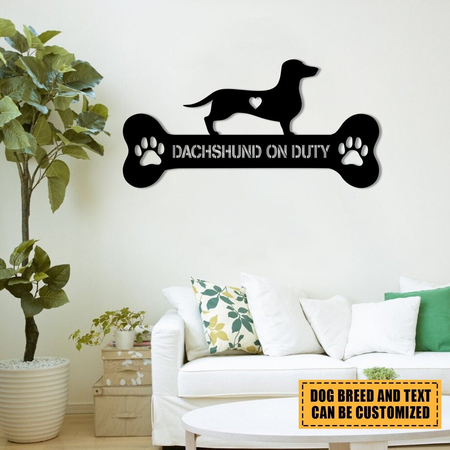 Dog Breed Dachshund On Duty Metal Sign, Custom Pet Housewarming Metal Art, Metal Laser Cut Metal Signs Custom Gift Ideas