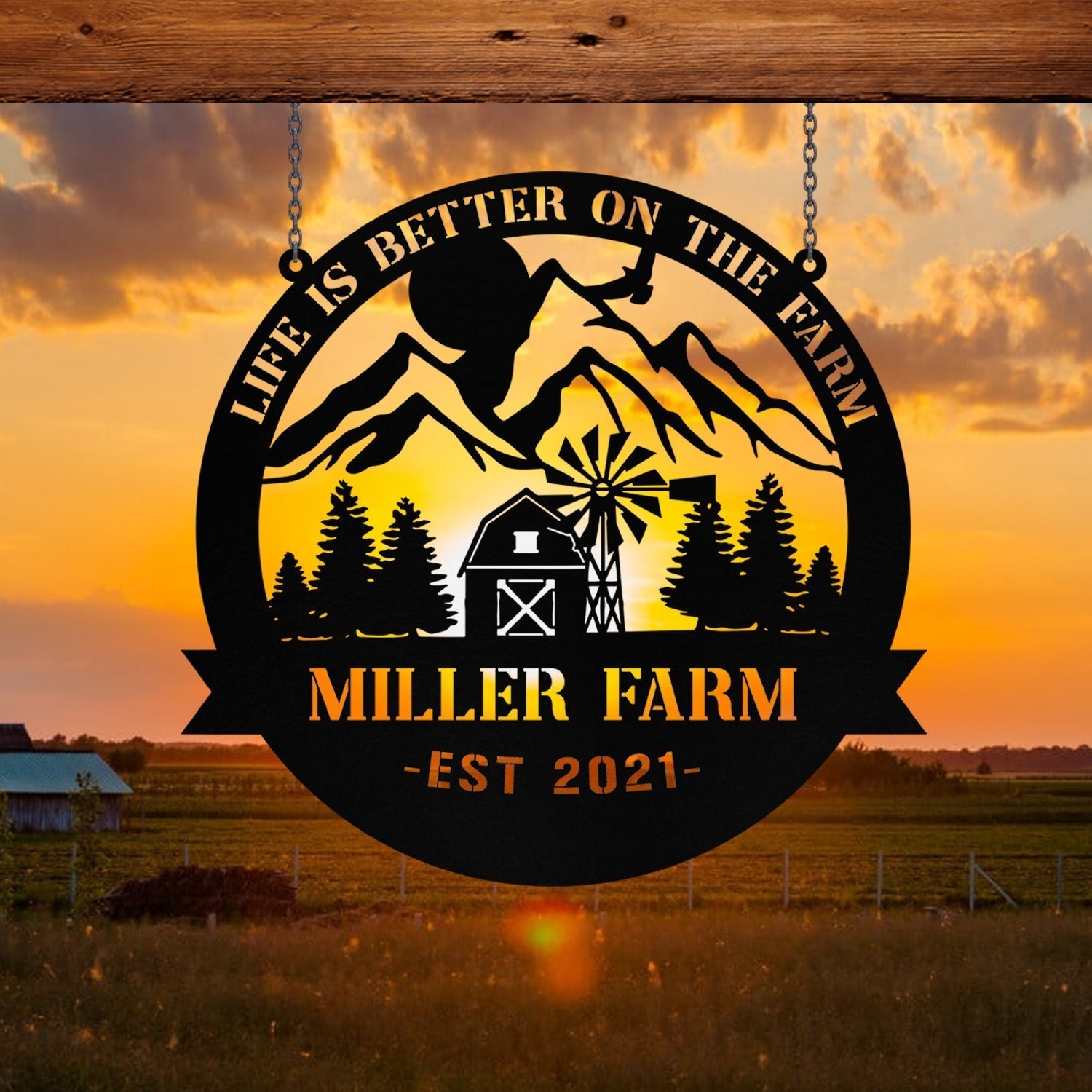 Personalized Metal Farm Sign Barn Monogram Custom Outdoor Farmhouse Entry Road Front Gate Wall Decor Gift Decorations