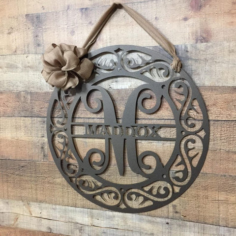 Fancy Schmancy: Metal Monogram Front Door Wreath Monogram Door Hanger Door Wreath Personalized Family Last Name Sign Decorations