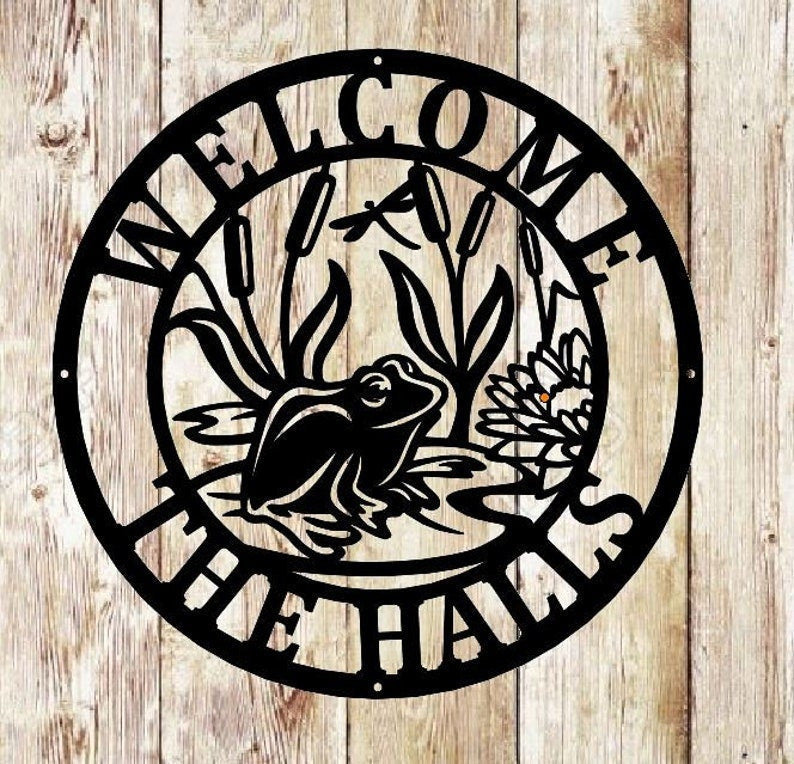 Personalized Frog Family Name Sign Metal Wall Decor Monogram Name Ocean Sign Personalized Outdoor Decor Decorations