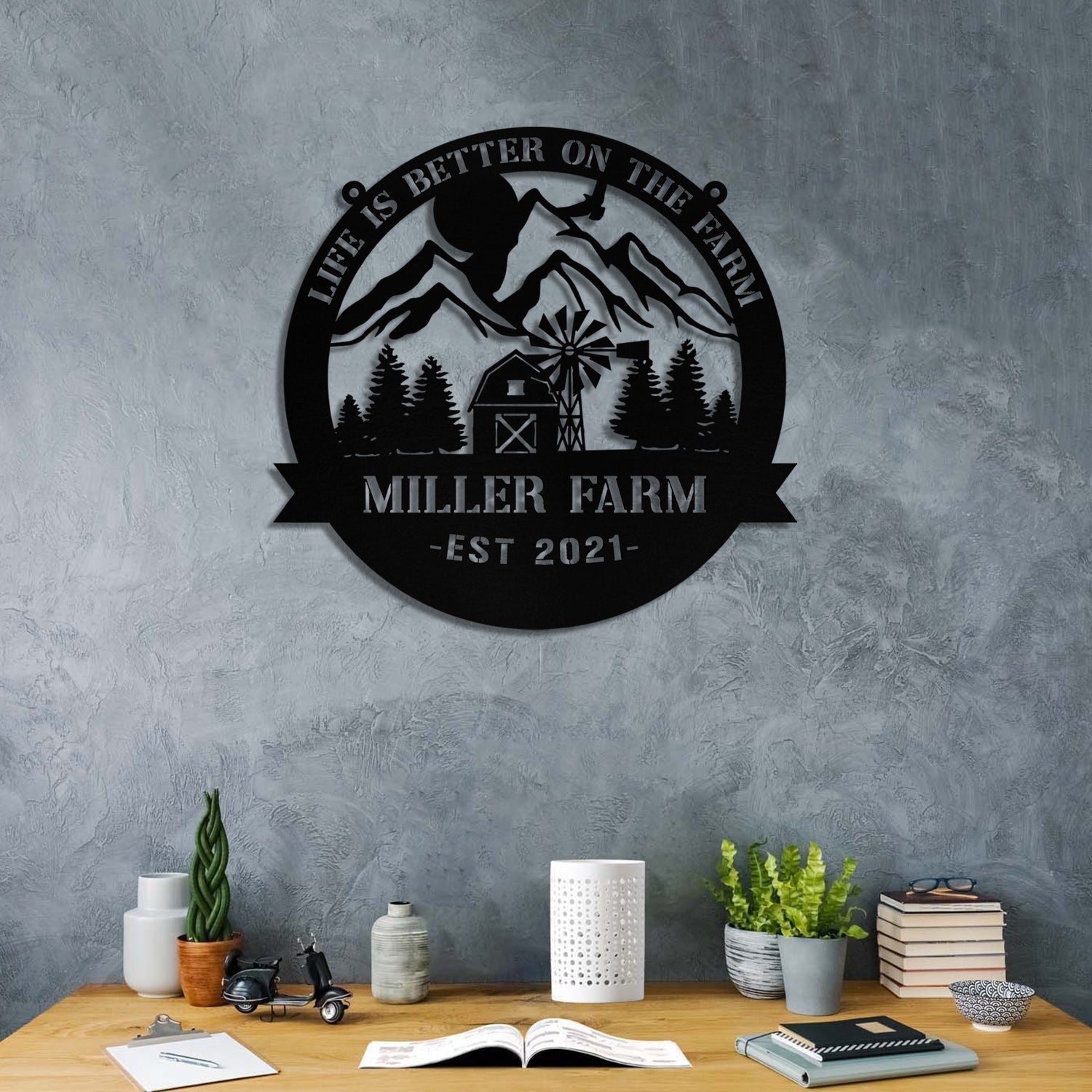 Personalized Metal Farm Sign Barn Monogram Custom Outdoor Farmhouse Entry Road Front Gate Wall Decor Gift Decorations