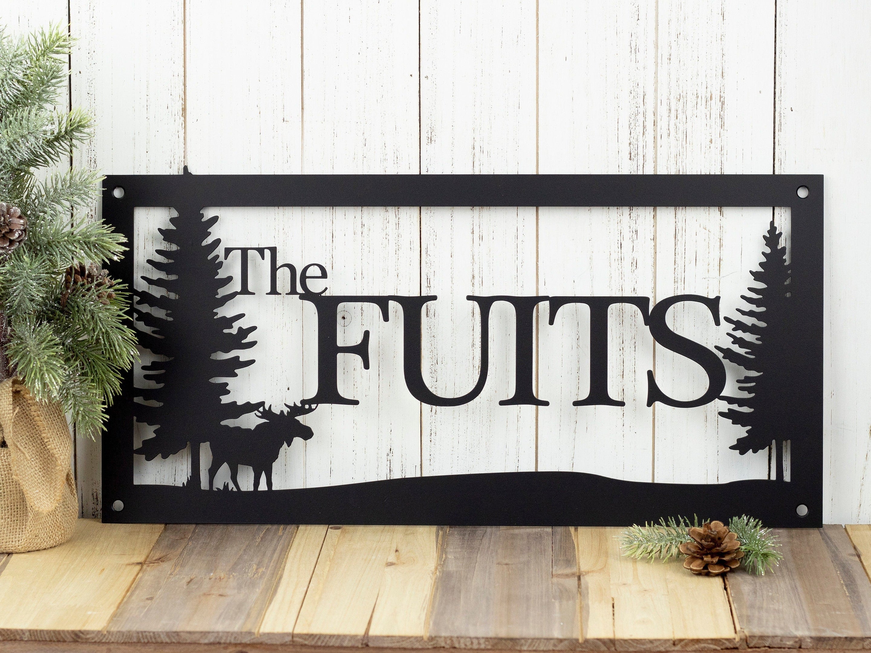 Custom Family Name And Address Metal Signs Black Moose Outdoor Sign Custom Sign Address Sign Name Sign Decorations