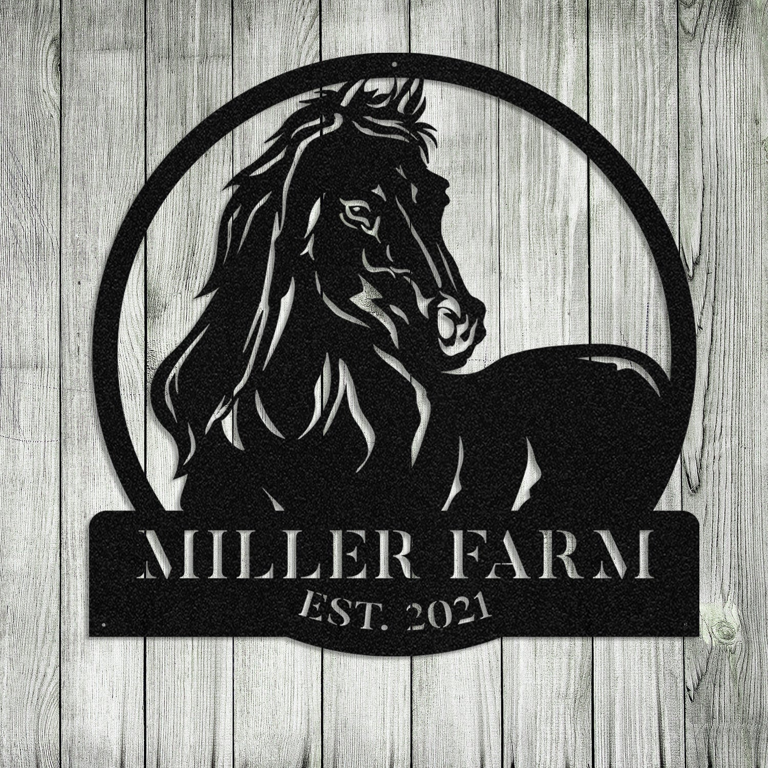 Personalized Metal Farm Sign Horse Monogram Custom Outdoor Farmhouse Ranch Barn Stable Front Gate Wall Decor Art Gift Decorations