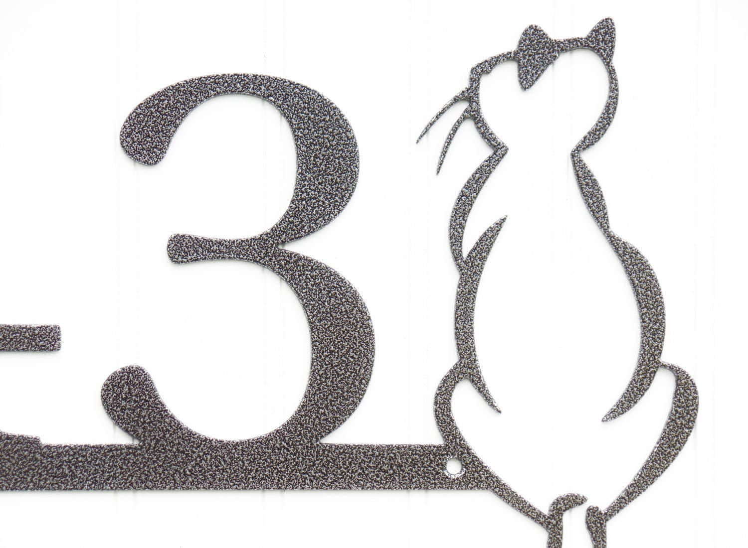 Custom Cat Metal House Number Silver Vein Laser Cut Steel Address Sign Custom Sign Metal Decorations