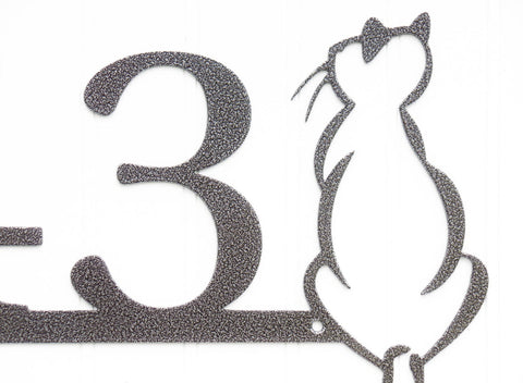 Custom Cat Metal House Number Silver Vein Laser Cut Steel Address Sign Custom Sign Metal Decorations