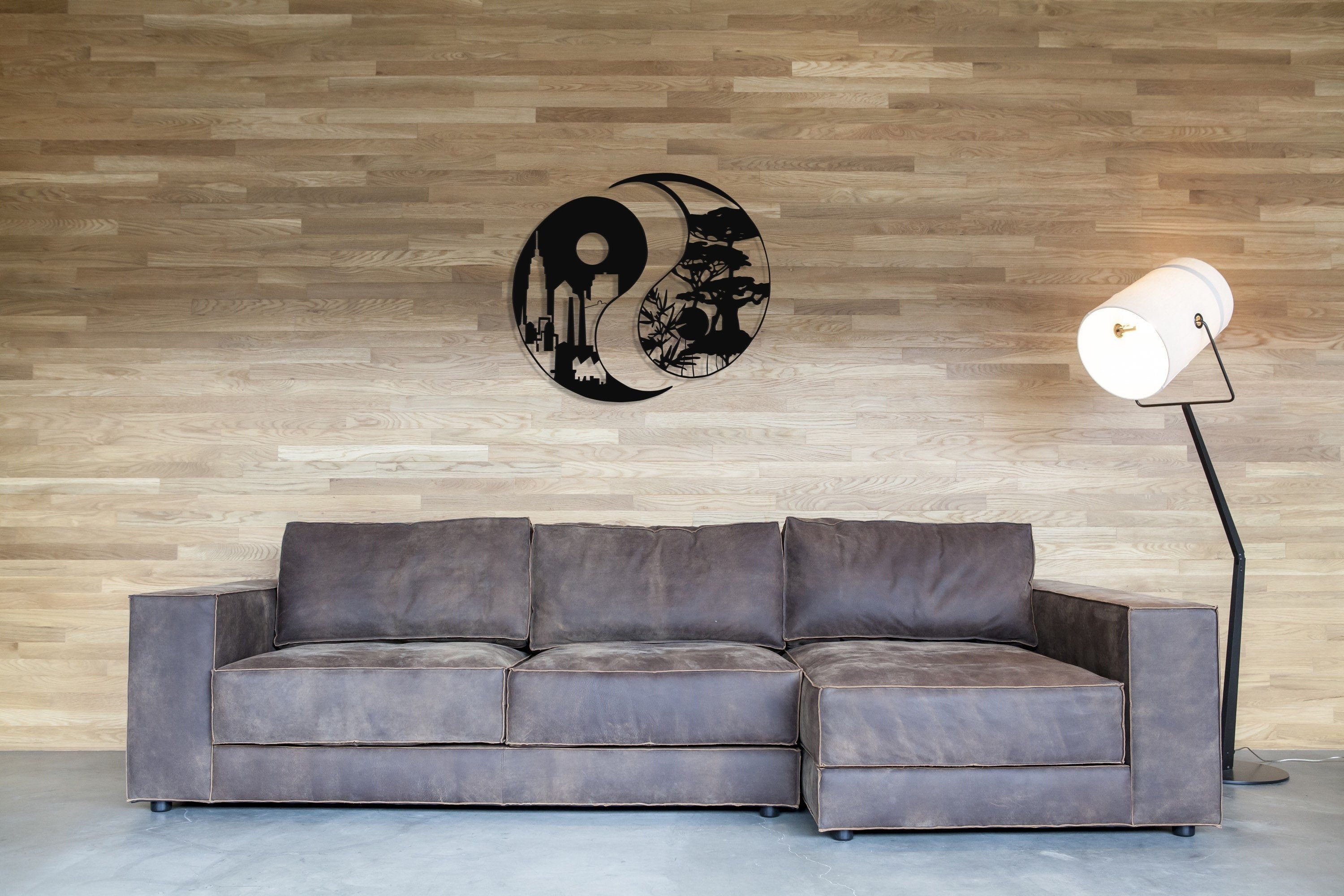 Yin Yang Metal Wall Decor, City & Forest, Metal Wall Art, Housewarming Gift, Home Decor, Office Decor,, Metal Laser Cut Metal Signs Custom Gift Ideas