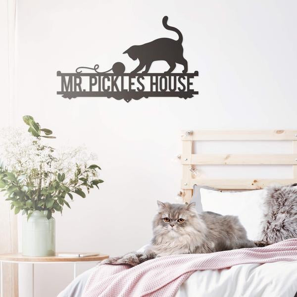 Cat Lovers Monogram Cut Metal Sign Metal House Sign Decorations