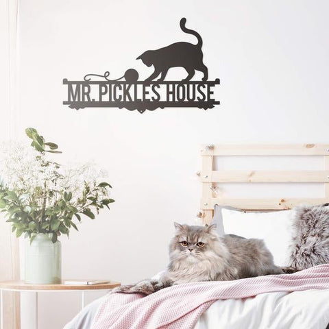 Cat Lovers Monogram Cut Metal Sign Metal House Sign Decorations