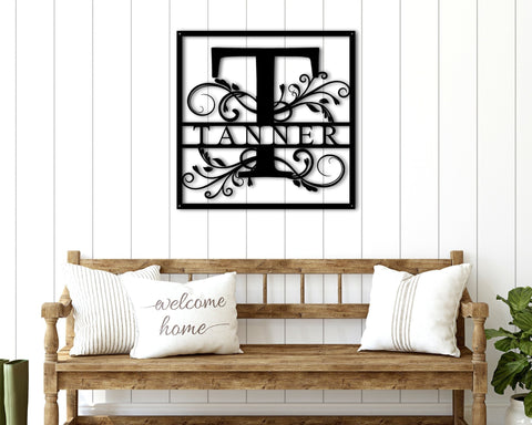 Metal Last Name Family Sign Personalized Metal Name Sign Metal Signs Personalized Split Monogram Metal Sign Metal Signs For Outdoor Decorations