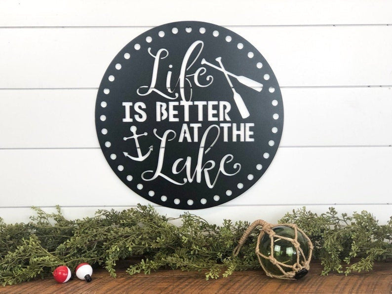 Life Is Better At The Lake Metal Art Lake House Sign Lake House Metal Word Sign Lake House Decor Summer Decor Porch Decor Decorations