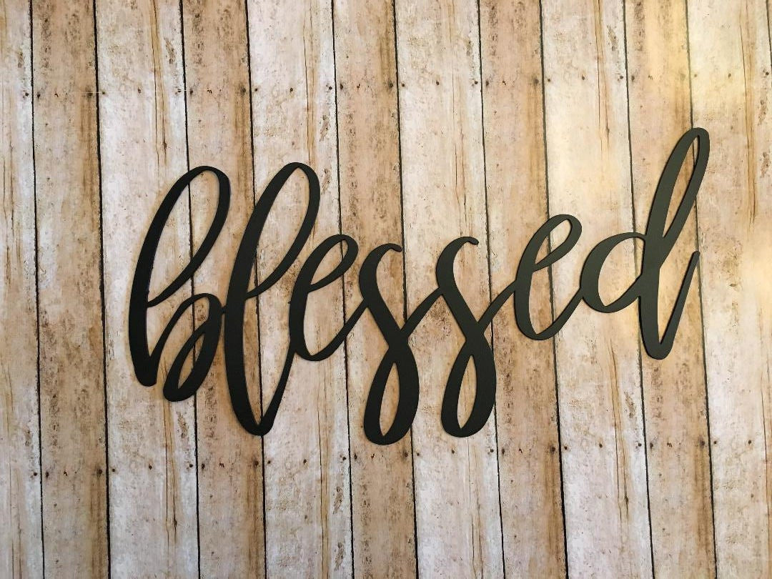 Blessed Metal Sign Farmhouse Decor Housewarming Gift Metal Words Just Blessed Decorations