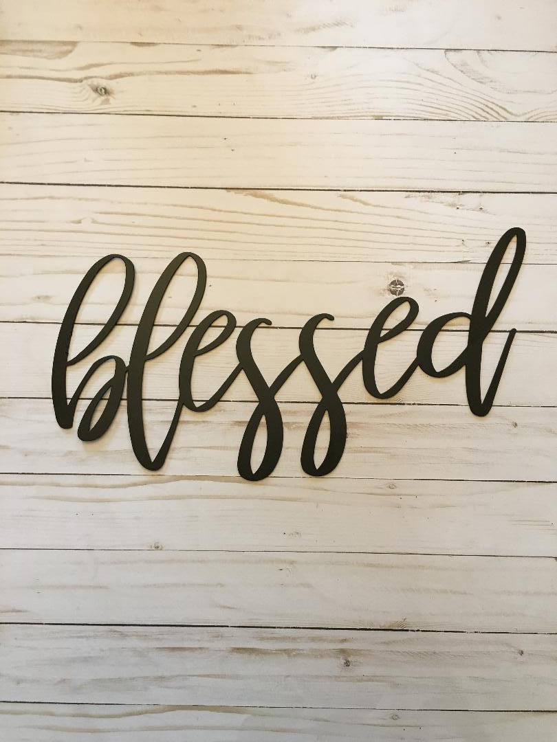 Blessed Metal Sign Farmhouse Decor Housewarming Gift Metal Words Just Blessed Decorations