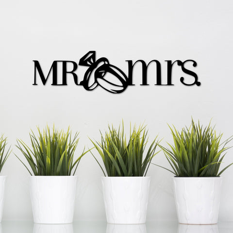 Mr And Mrs Sign With Wedding Rings Metal Master Bedroom Decor Wedding Gift Husband And Wife Wedding Sign Anniversary Gift For Wif Decorations
