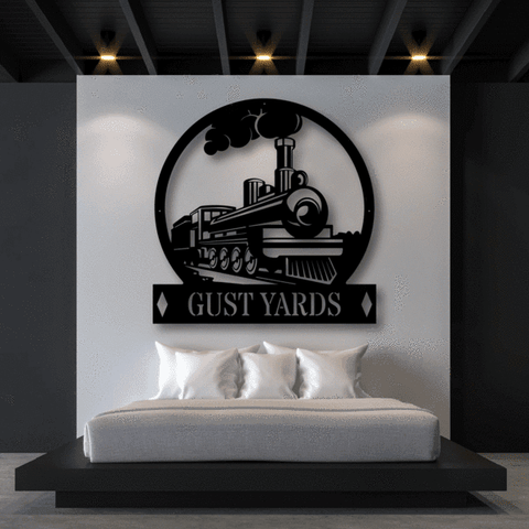 Steam Train Monogram Customized Metal Signs Custom Metal Sign Custom Signs Metal Sign Decorations