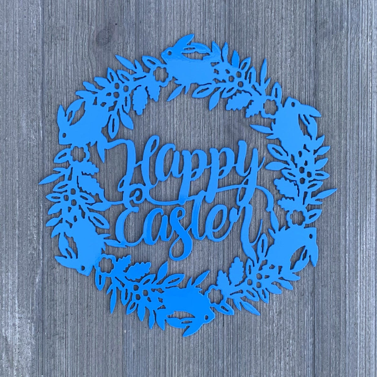 Happy Easter Wreath Metal Sign Cutout Cut Metal Sign Wall Metal Art Decorations