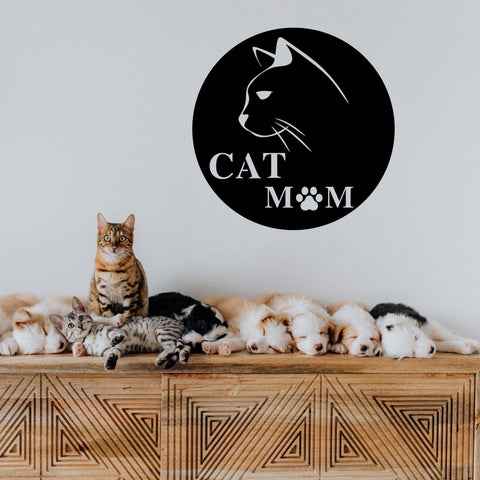 Cat Mom Metal Sign Cat Decor Pet Lovers House Decor Animal Decor Cat Mom New Home Sign Cat Metal Sign Cat Pet Gift Decorations