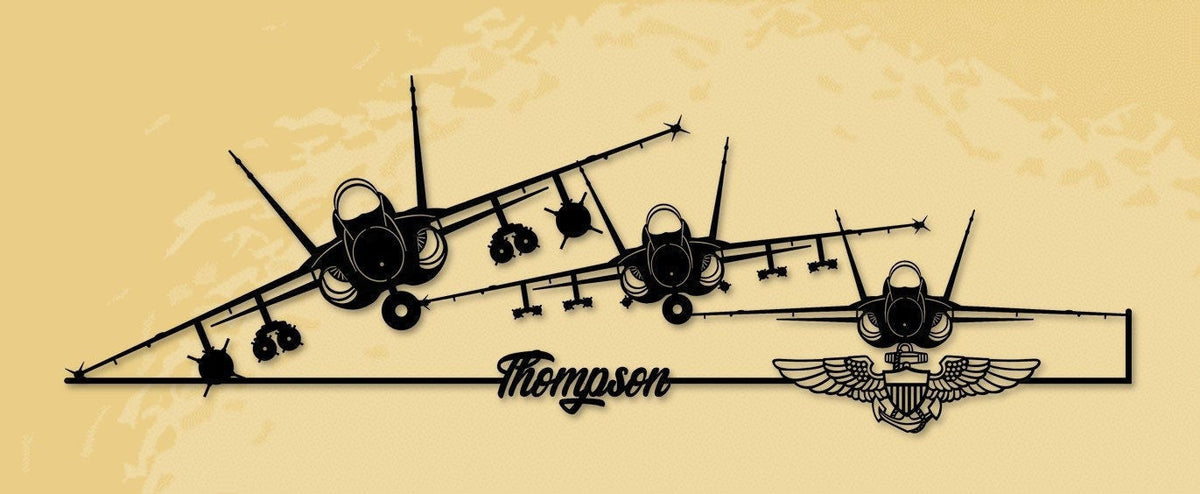 F A18 Triple Hornet Thompson With Naval Aviator Wings Metal Sign Cut Metal Sign Wall Decor Decorations