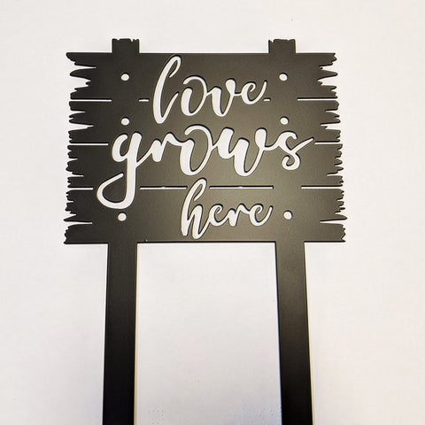 Love Grows Here Metal Garden Sign With Stakes Steel Yard Art Decorations