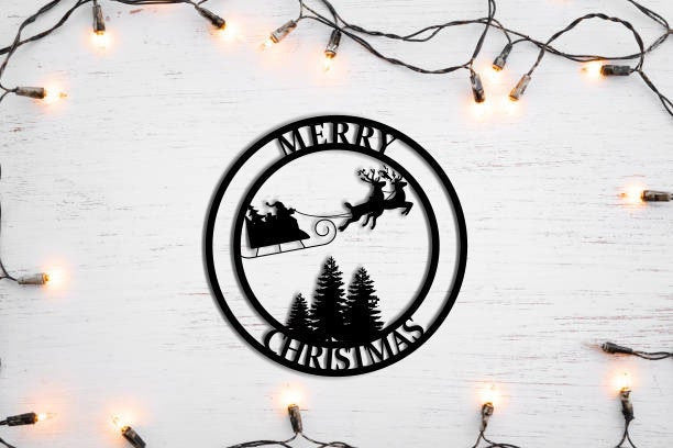 Metal Santa Sleigh With Reindeer Metal Sign Christmas Decoration Xmas Decoration Holiday Decoration Christmas Decorations