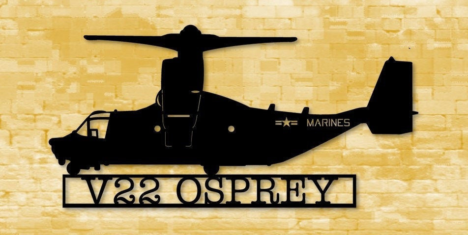 V22 Osprey Multimission Tiltrotor Military Aircraft Metal Sign Cut Metal Sign Wall Decor Decorations