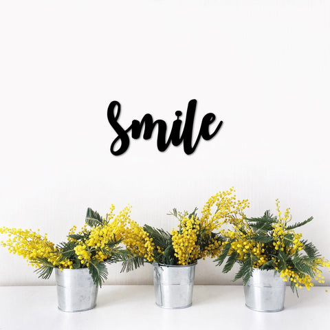 Smile Sign Metal Script Word Smile Metal Sign Inspirational Words For The Wall Smile Wall Hanging Kids Room Decor Dentist Sign Decorations