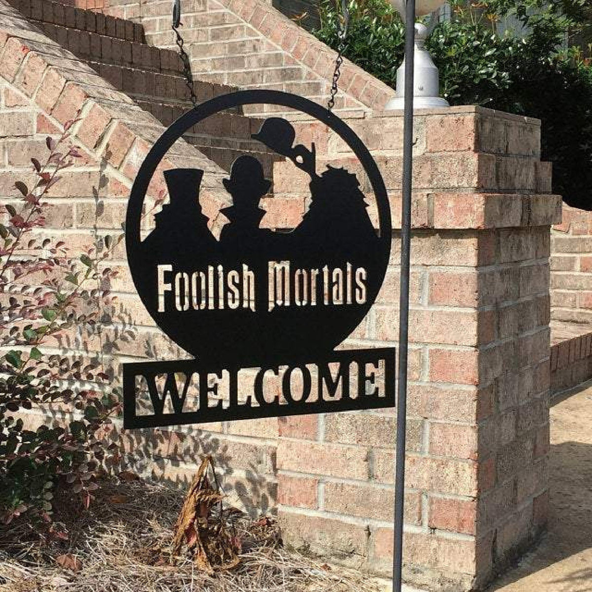 Haunted Mansioninspired Welcome Foolish Mortals Yard Garden Sign Halloween Housewarming Gift Idea Hitchhiking Ghosts Decor Decorations