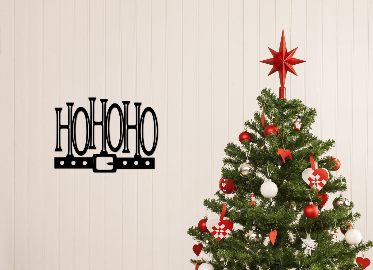 Ho Ho Ho Christmas Sign With Santa Claus Belt Christmas And Holiday Decor Metal Christmas Sign Winter Metal Word Decorations