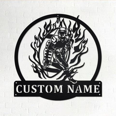 Custom Flaming Football Player Personalized Football Player Name Sign Decoration For Room Football Player Decorations