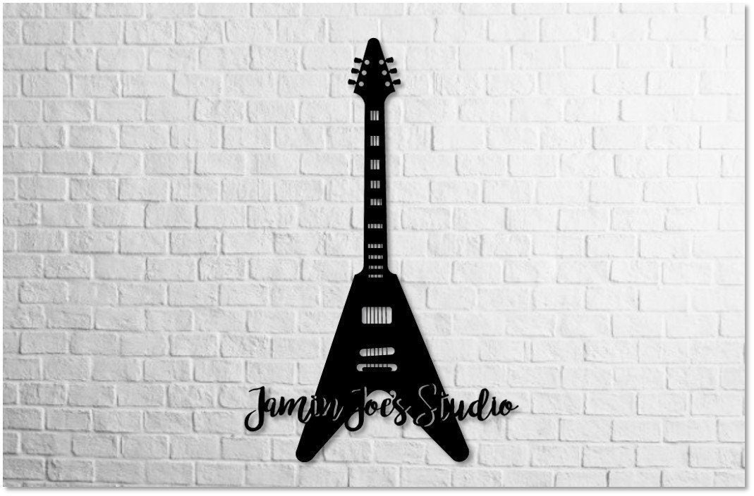 Flying V Guitar Replace With Your Name On The Sign Metal Sign Cut Metal Sign Wall Decor Decorations