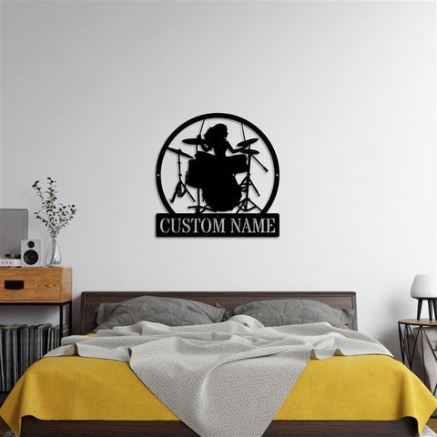 Drummer Female Metal Sign Drummer Female Sign Music Room Sign Gift For Musician Drummer Gifts For Women Drum House Sign Decorations